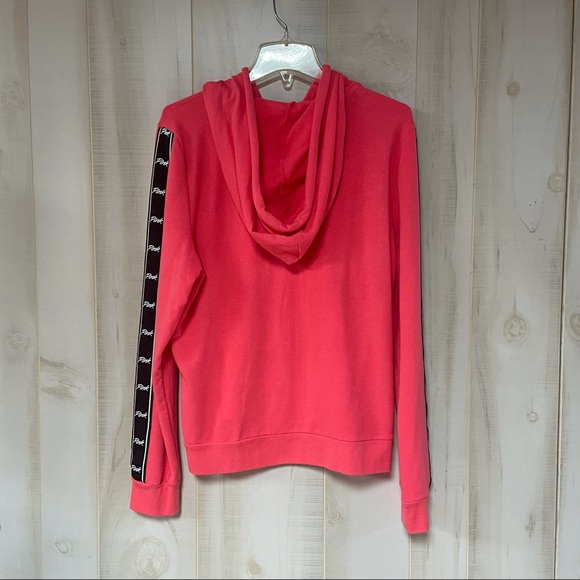 VS PINK pink logo zip up hoodie sz L - Picture 2 of 5